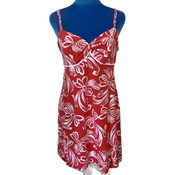 Tommy Bahama Red Tropical Floral Mini Dress Stretch Knit Size M - Picture 1 of 9